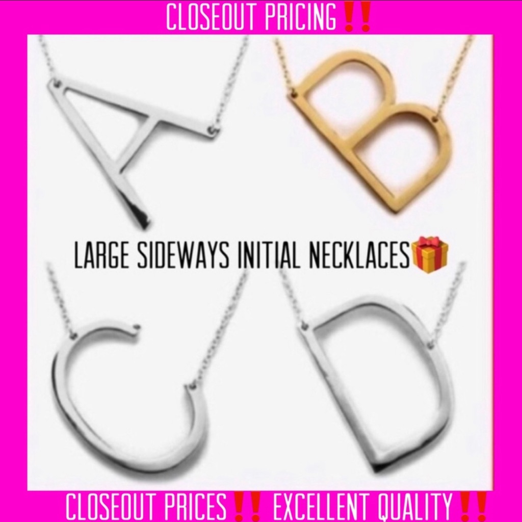 Specialpromotional Large 1 3/4” Sideways Initial Necklaces-Nwt-Boutique